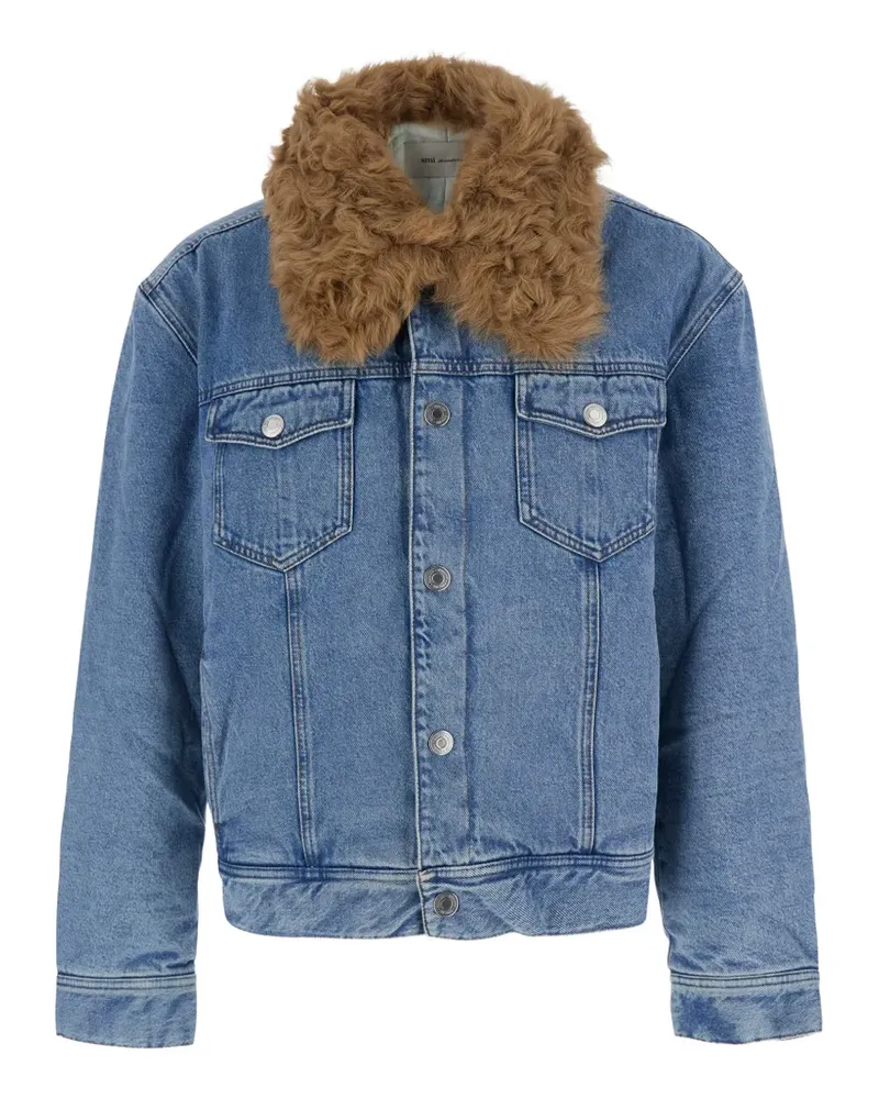 AMI Paris faux-shearling denim jacket - Blau Blau
