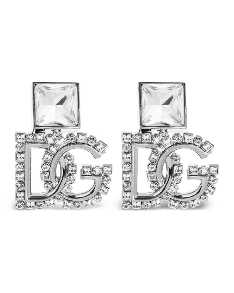 Dolce & Gabbana Ohrringe mit Logo-Schild - Silber Silber