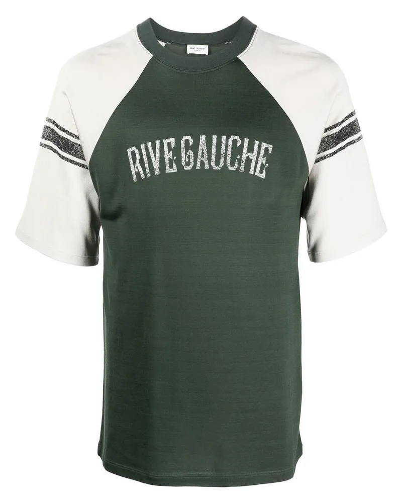 Saint Laurent Rive Gauche T-Shirt mit Raglanärmeln - Grün Grün