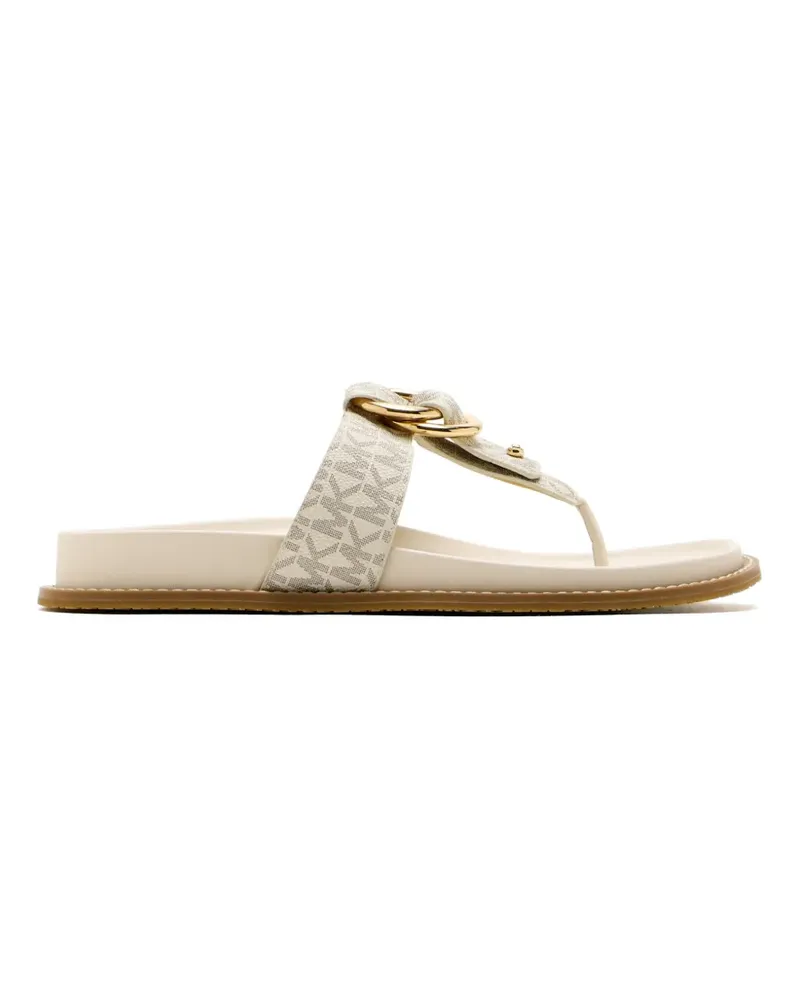 Michael Kors Jaden monogram-print ring-detail flip-flops - Nude Nude