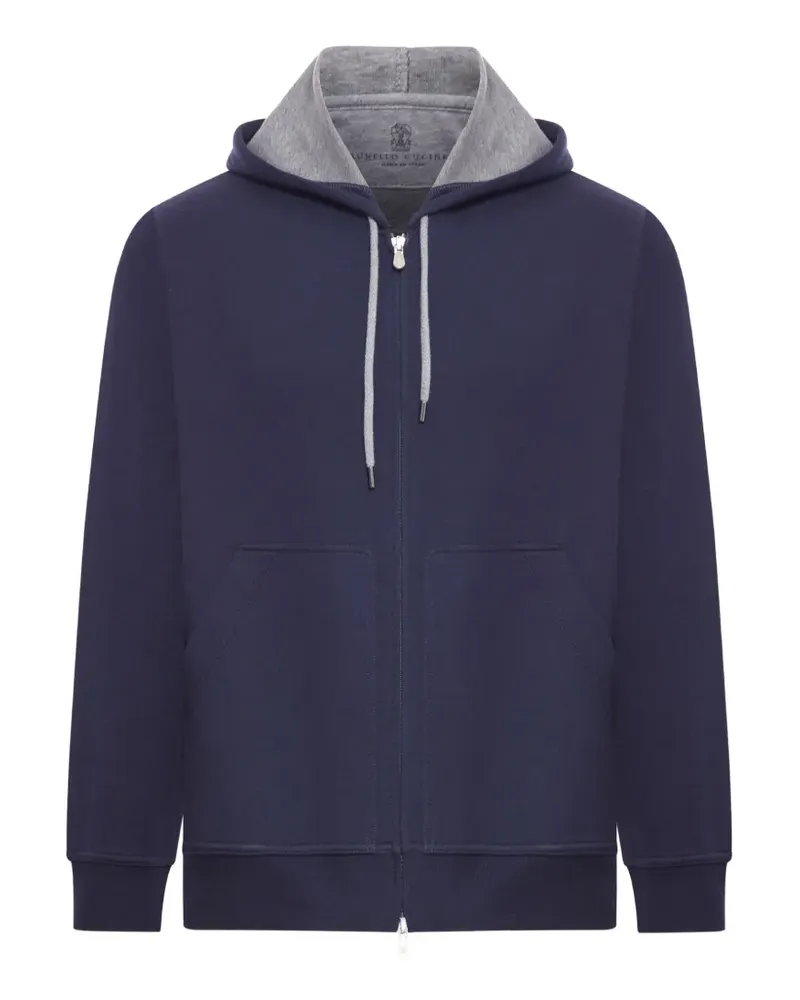 Brunello Cucinelli zip-up drawstring hoodie - Blau Blau