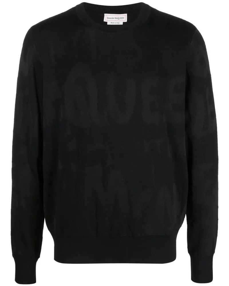 Alexander McQueen Pullover mit Intarsien-Logo - Schwarz Schwarz