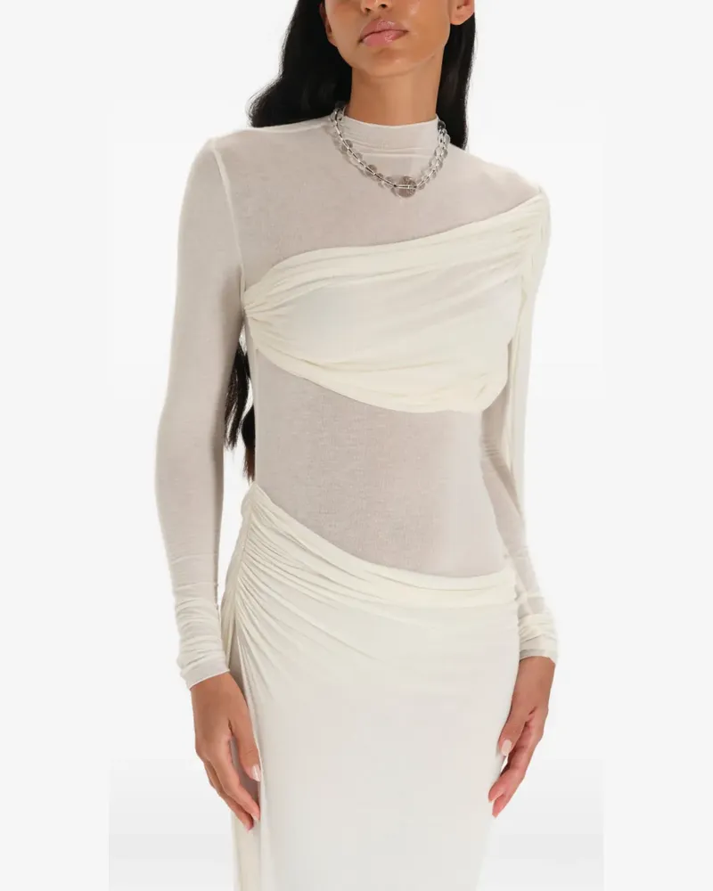 MANURÍ Medeea draped sheer maxi dress - Weiß Weiß