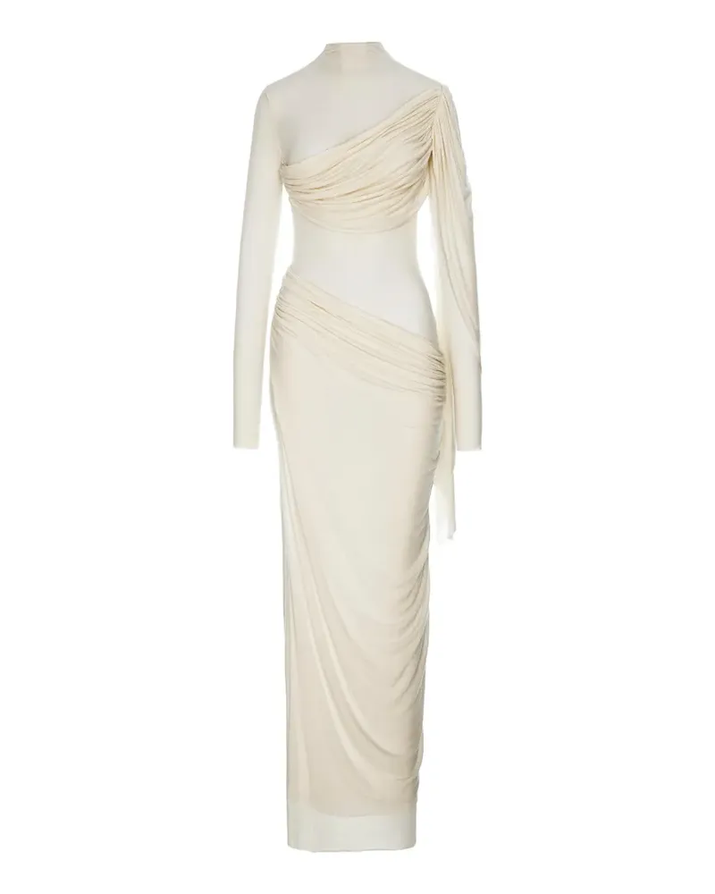 MANURÍ Medeea draped sheer maxi dress - Weiß Weiß