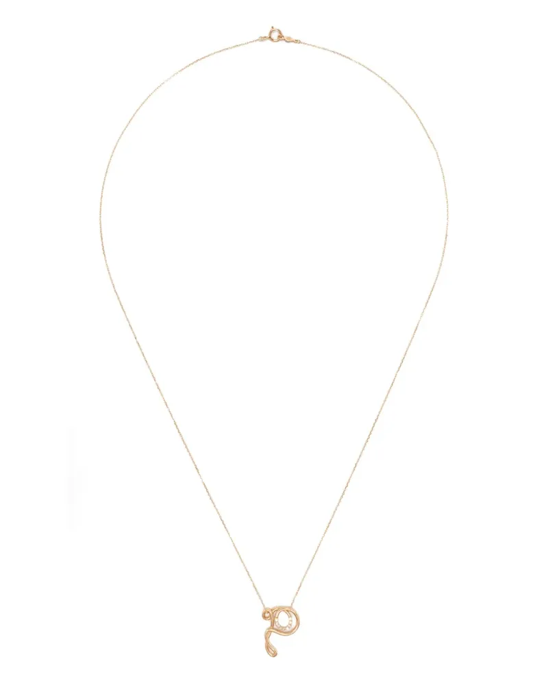 Charlotte Chesnais 18K yellow gold P diamond necklace Gold