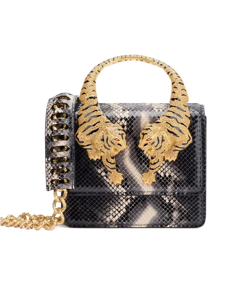 Roberto Cavalli Roar Mini-Tasche mit Tigerhenkel - Schwarz Schwarz