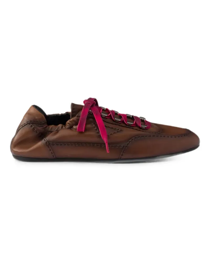 Prada Collapse Sneakers aus gealtertem Leder - Braun Braun