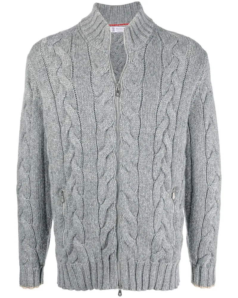 Brunello Cucinelli Cardigan mit Zopfmuster - Grau Grau