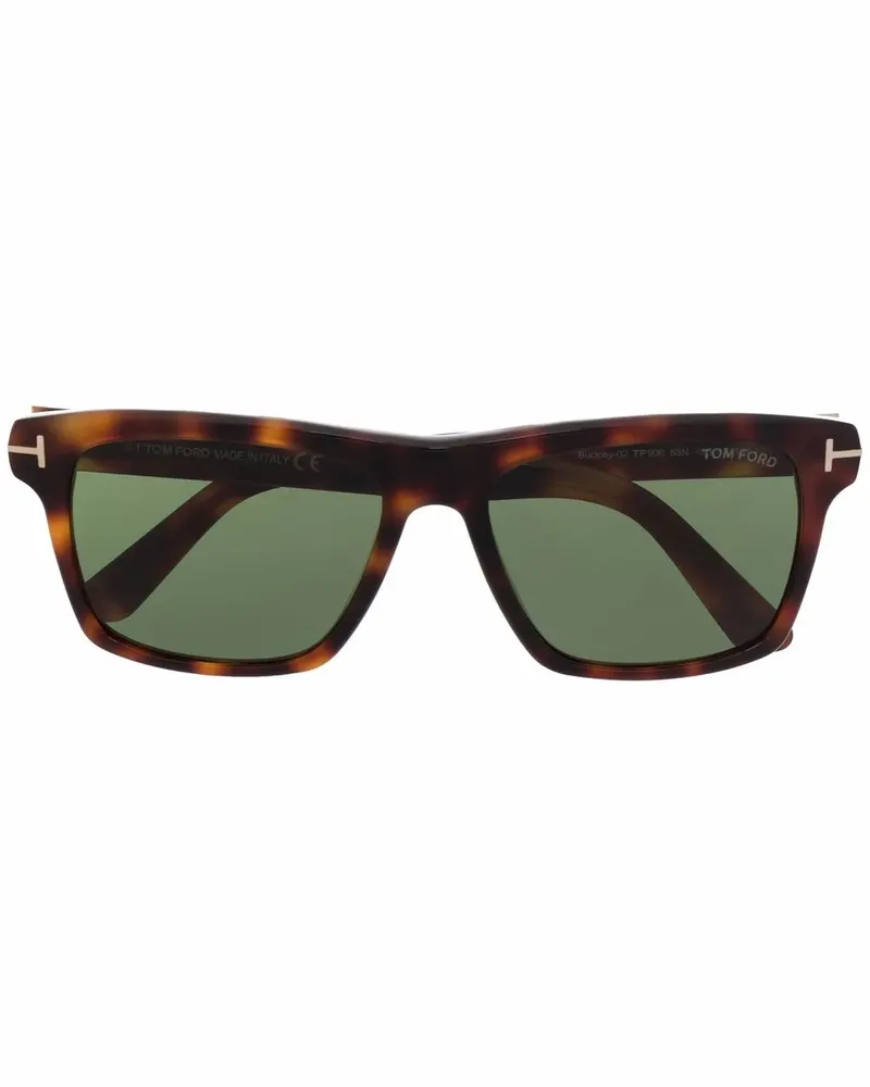 Tom Ford Eckige Sonnenbrille in Schildpattoptik - Braun Braun