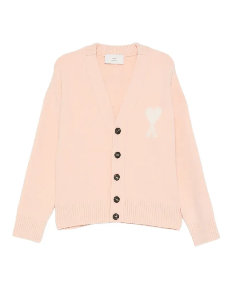 AMI Paris Cardigan mit Herzknöpfen - Rosa Rosa