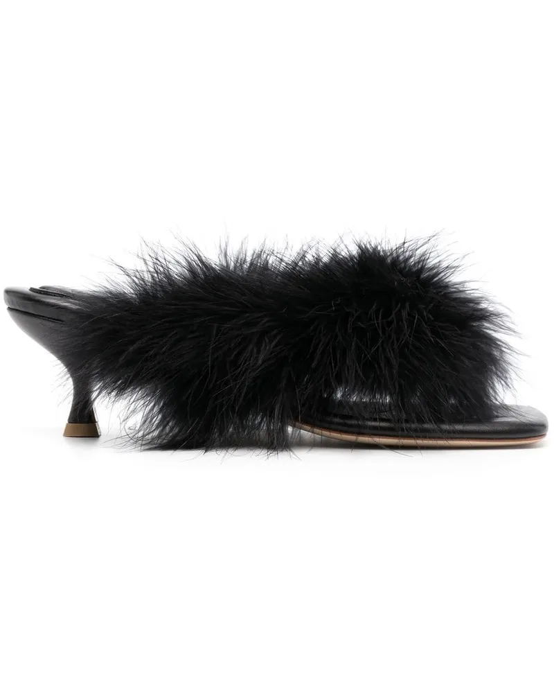 SLEEPER Sandalen mit Federn - Schwarz Schwarz