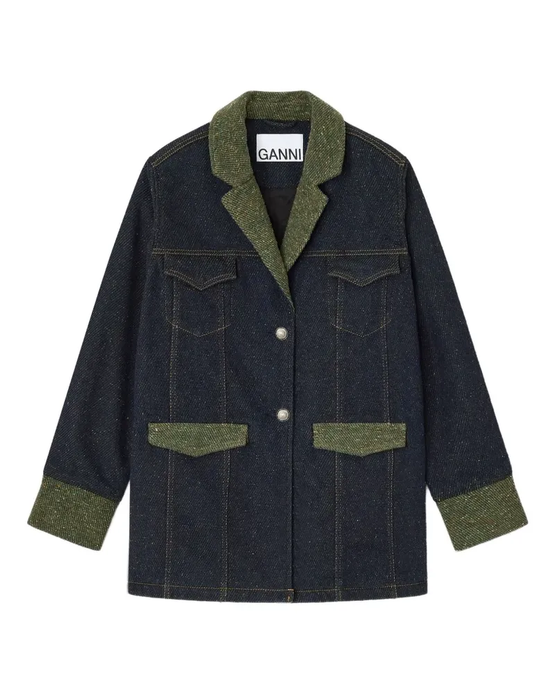 Ganni Jacke mit Kragen - Blau Blau
