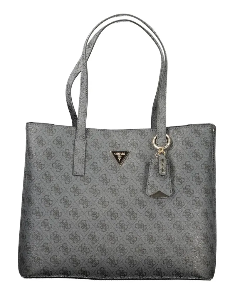 Guess logo-plaque all-over pattern handbag - Grau Grau