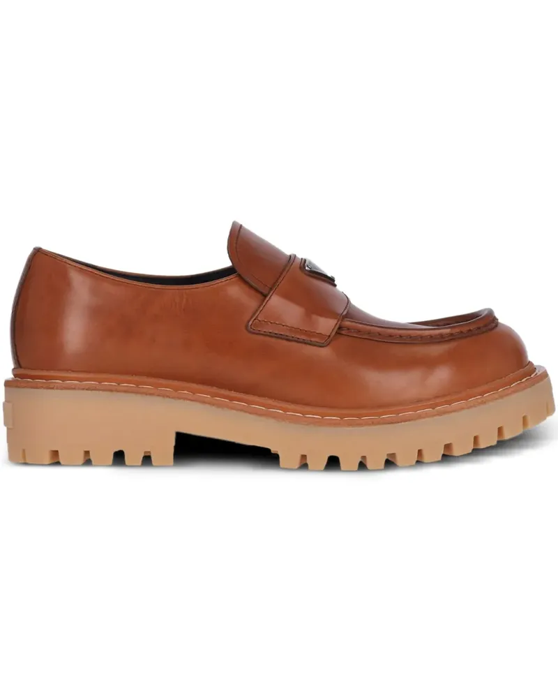 Prada Plateau-Loafer mit Logo-Schild - Braun Braun