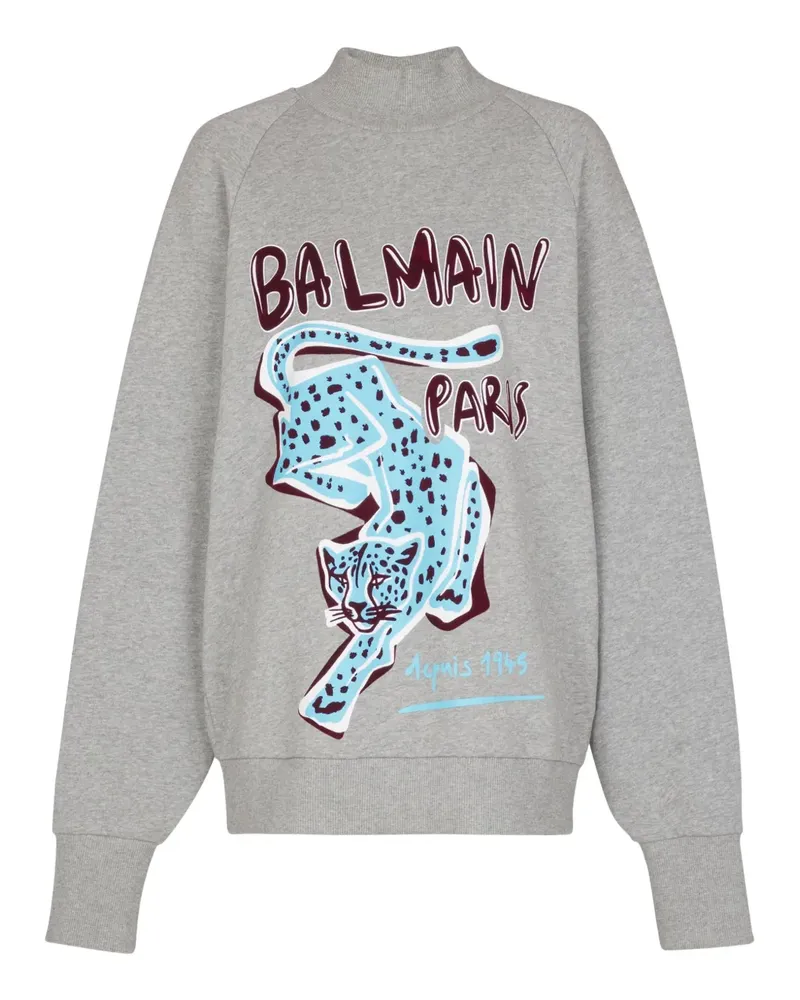 Balmain Rollkragen-Sweatshirt mit Geparden-Print - Grau Grau