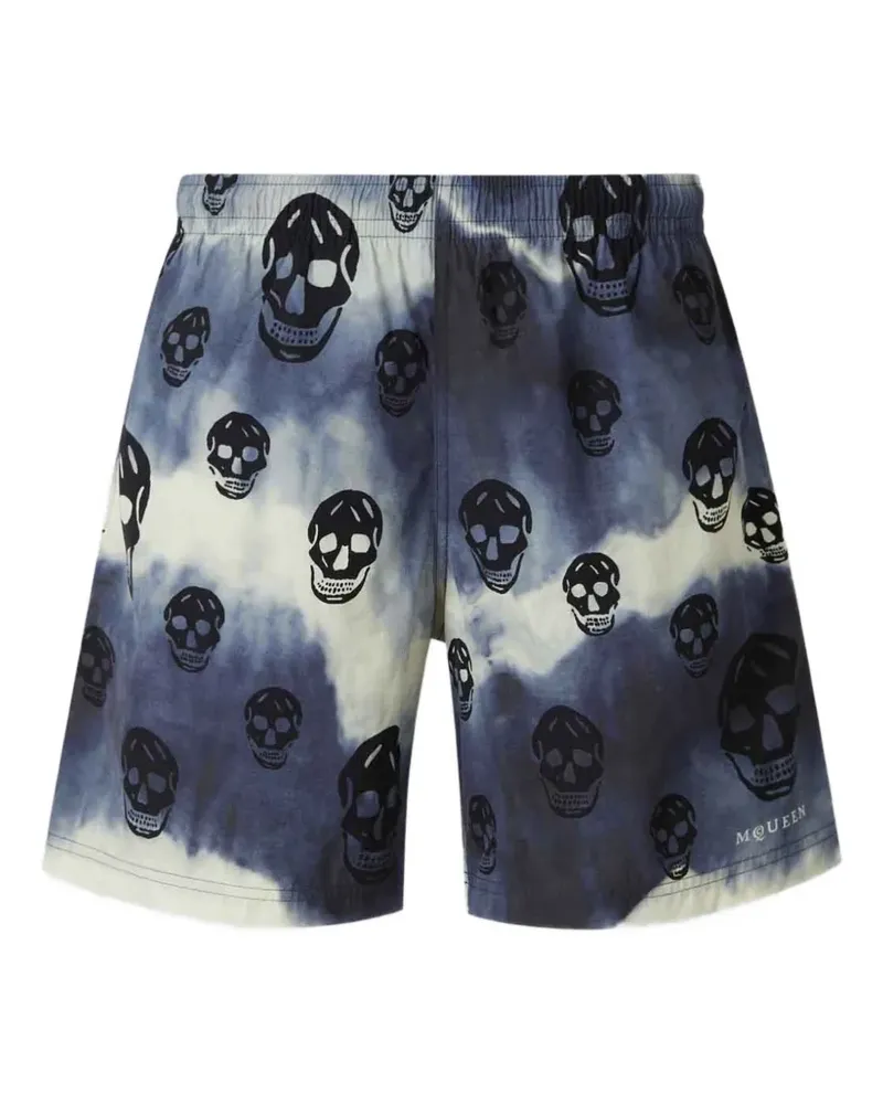 Alexander McQueen skull-print tie-dye swim shorts - Blau Blau