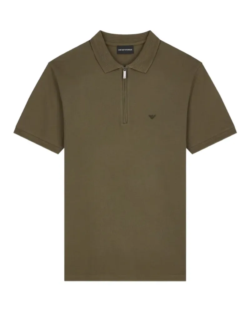 Emporio Armani polo shirt in piqué with partial zip - Grün Grün