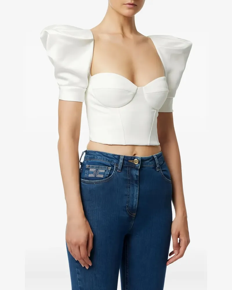 Elisabetta Franchi Bustier-Top mit Ballonärmeln - Weiß Weiß