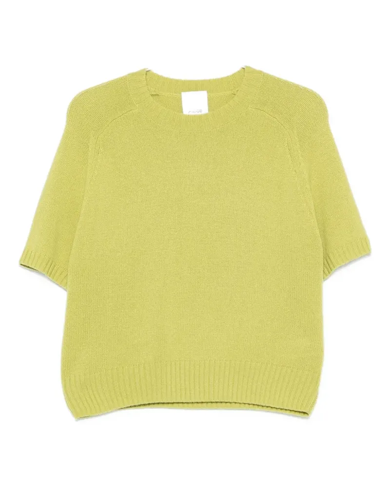 ALLUDE Kurzärmeliger Pullover mit geripptem Besatz - Grün Grün