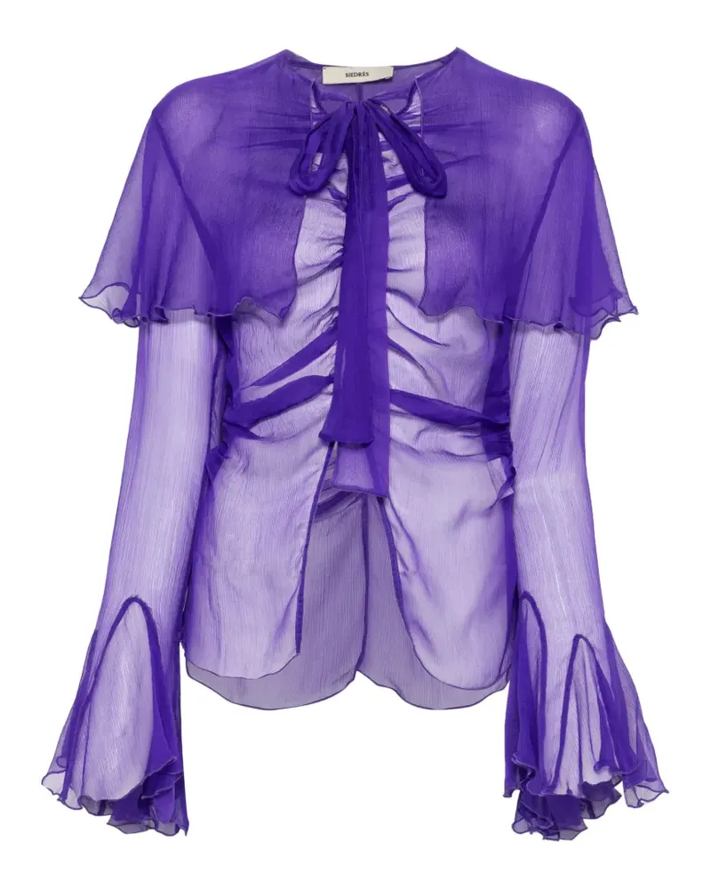SIEDRES ruffled pussy-bow top - Violett Violett