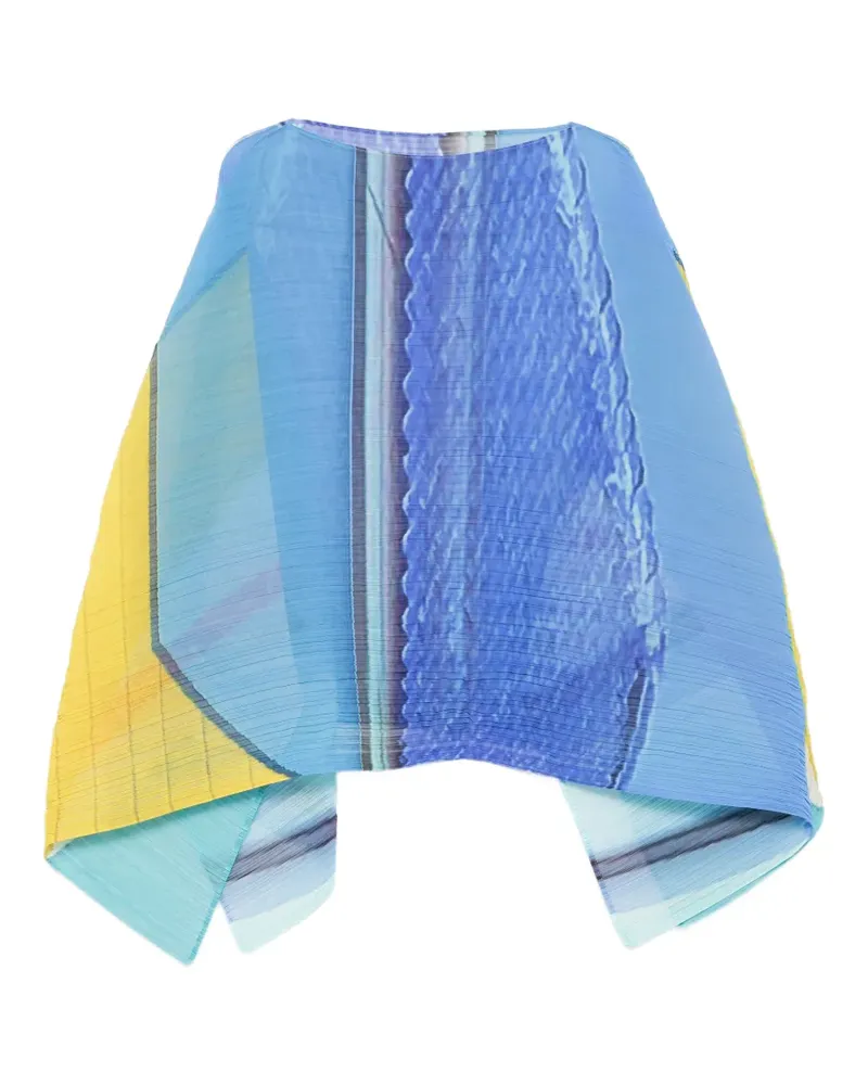 Issey Miyake City Collage Madame-T pleated poncho - Blau Blau