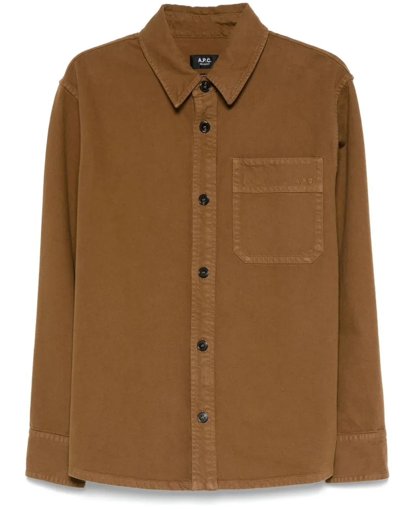A.P.C. Hemd mit Logo-Stickerei - Braun Braun