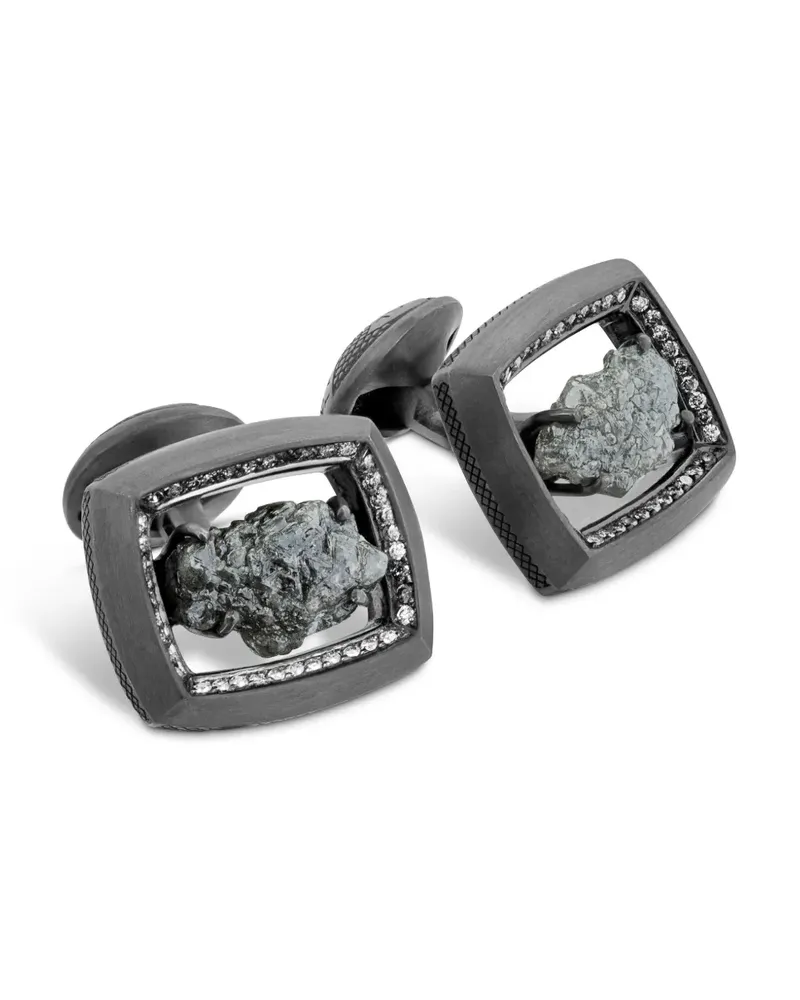 Tateossian Manschettenknöpfe mit Diamanten - Schwarz Schwarz