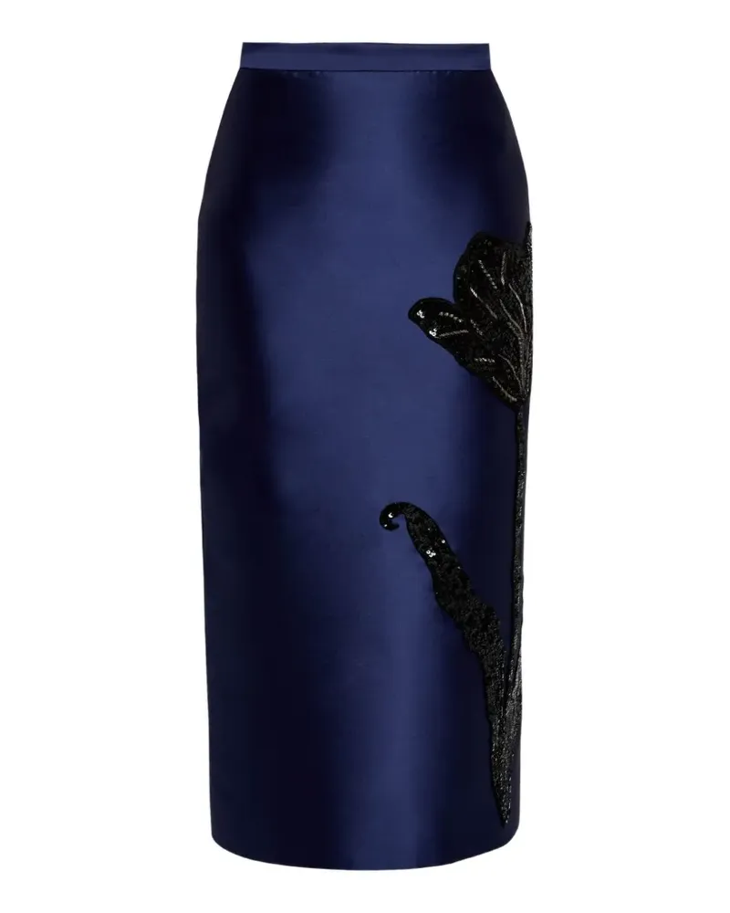 Erdem Mikado Bleistiftrock mit Blumen - Blau Blau