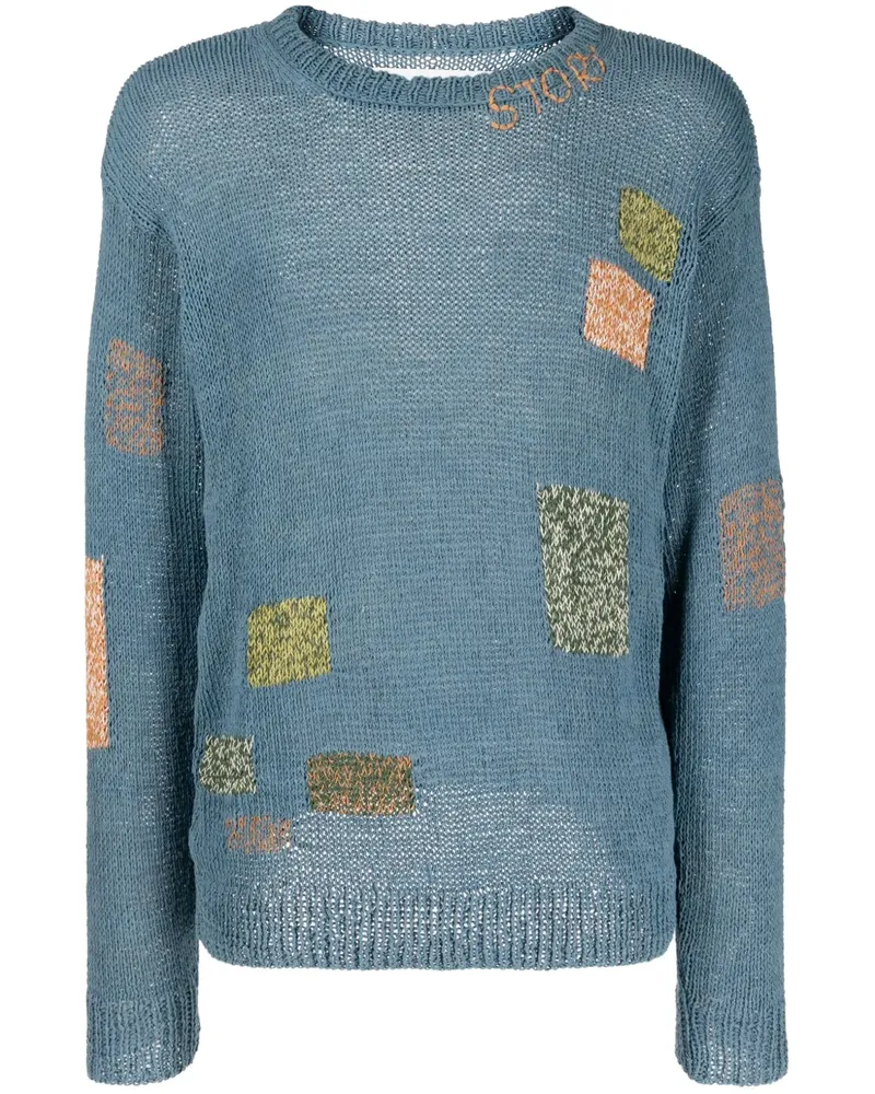 STORY mfg. Spinning Intarsien-Pullover - Blau Blau