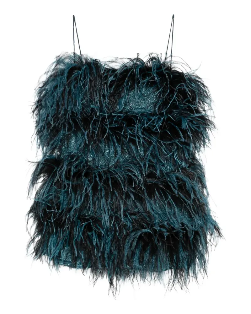 Oséree Minikleid mit Federn - Blau Blau