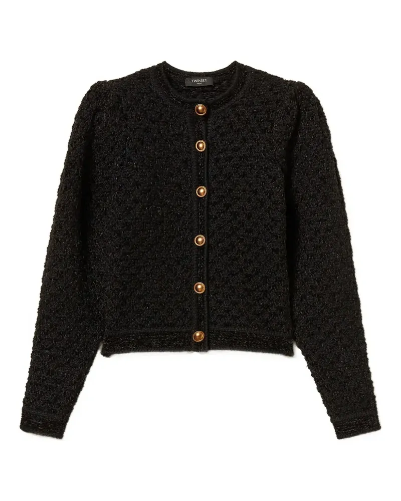 Twin-Set Jacquard-Cardigan mit Puffärmeln - Schwarz Schwarz