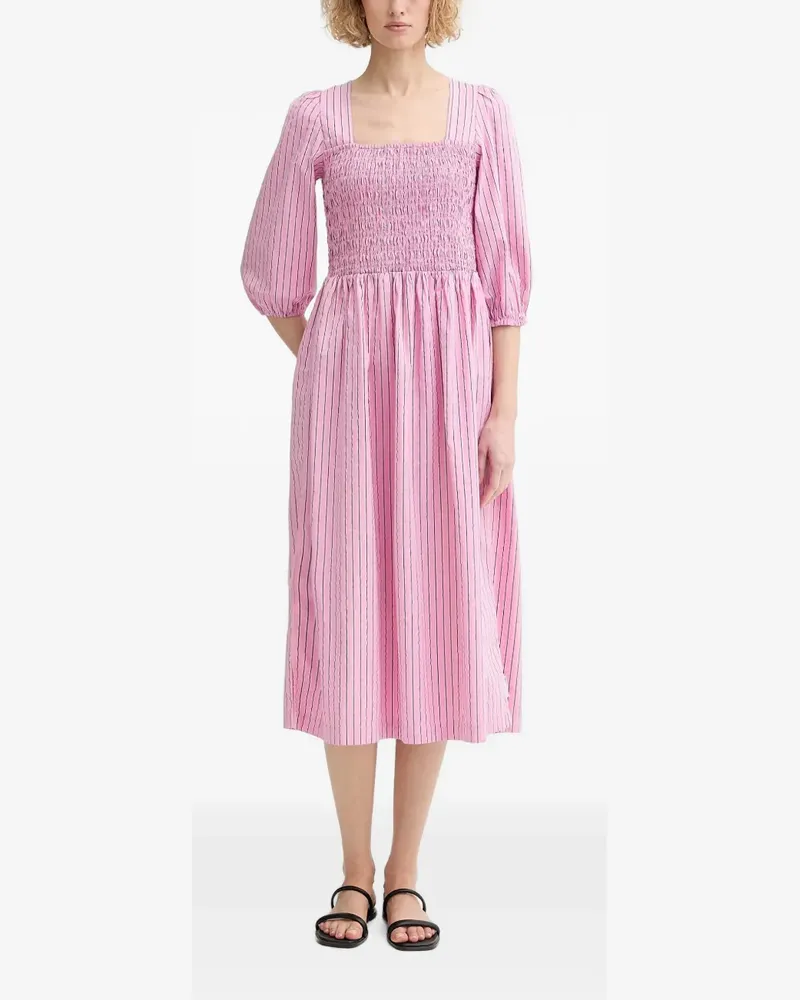 Marc O'Polo striped shirred midi dress - Rosa Rosa