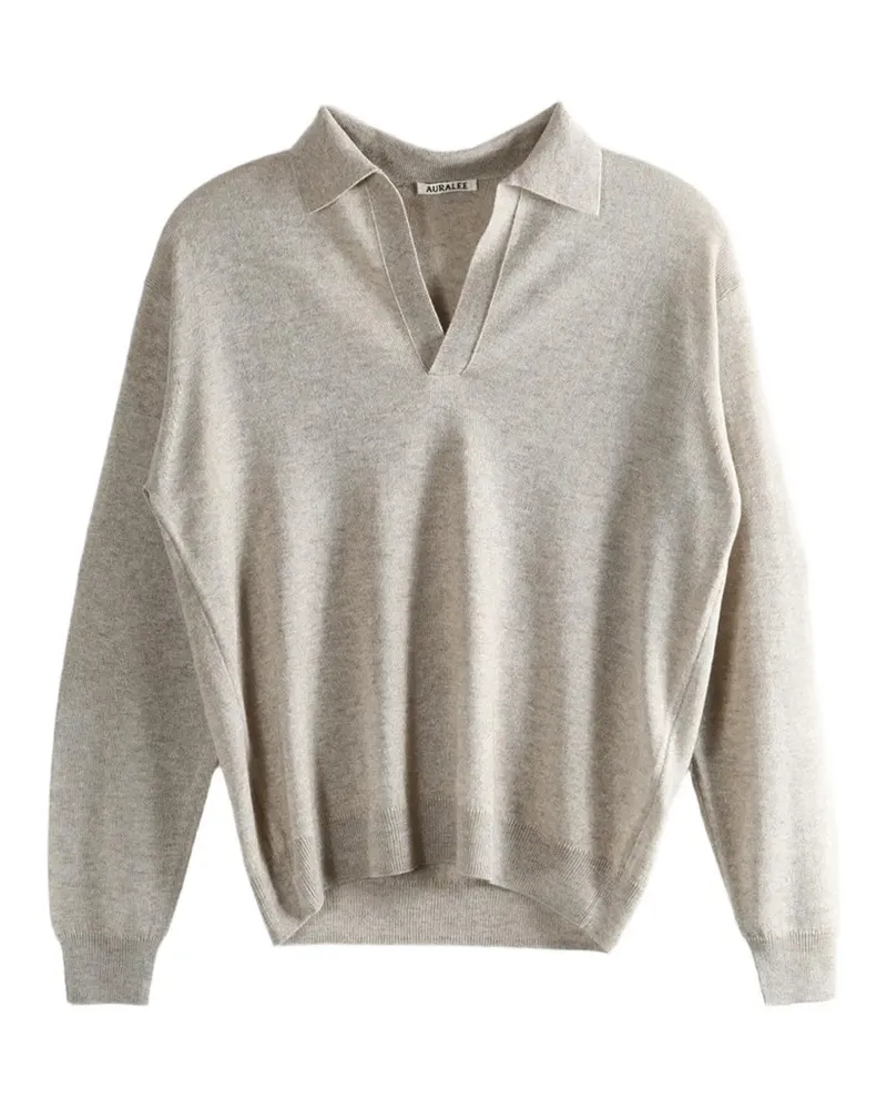 AURALEE Pullover mit V-Ausschnitt - Nude Nude