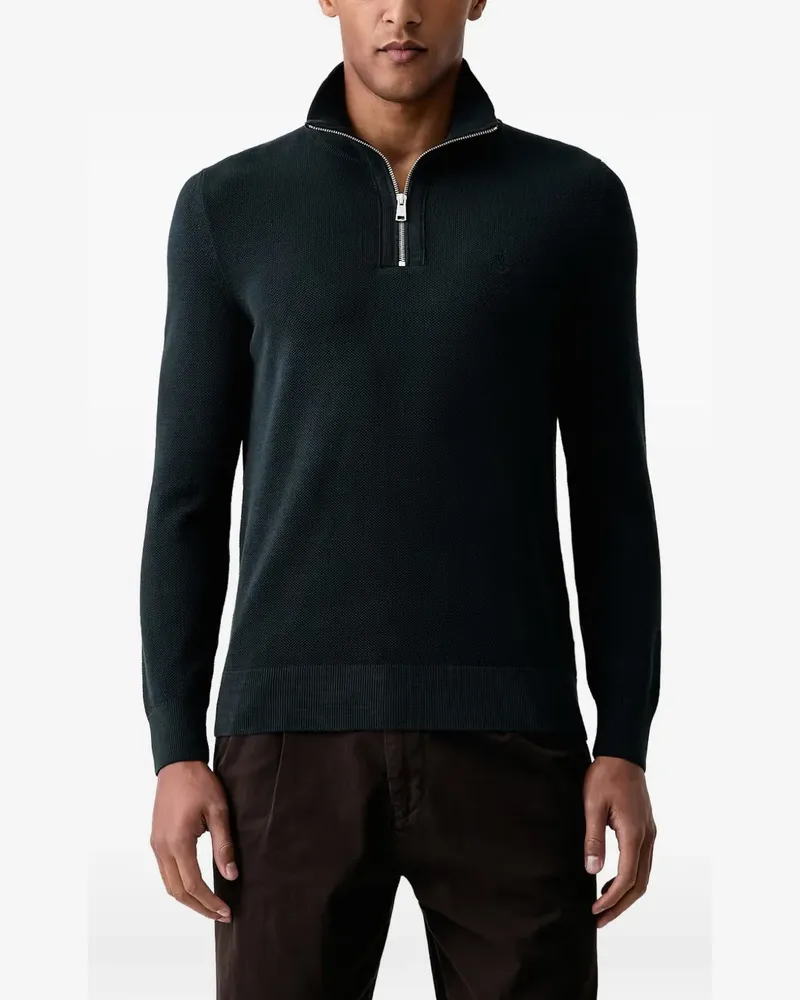 Marc O'Polo Waffelstrick-Pullover mit Viertelreißverschluss - Grün Grün