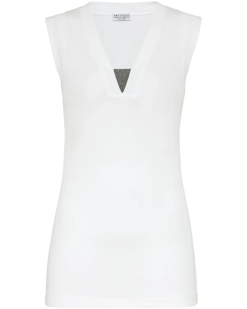 Brunello Cucinelli Tanktop mit V-Ausschnitt - Weiß Weiß