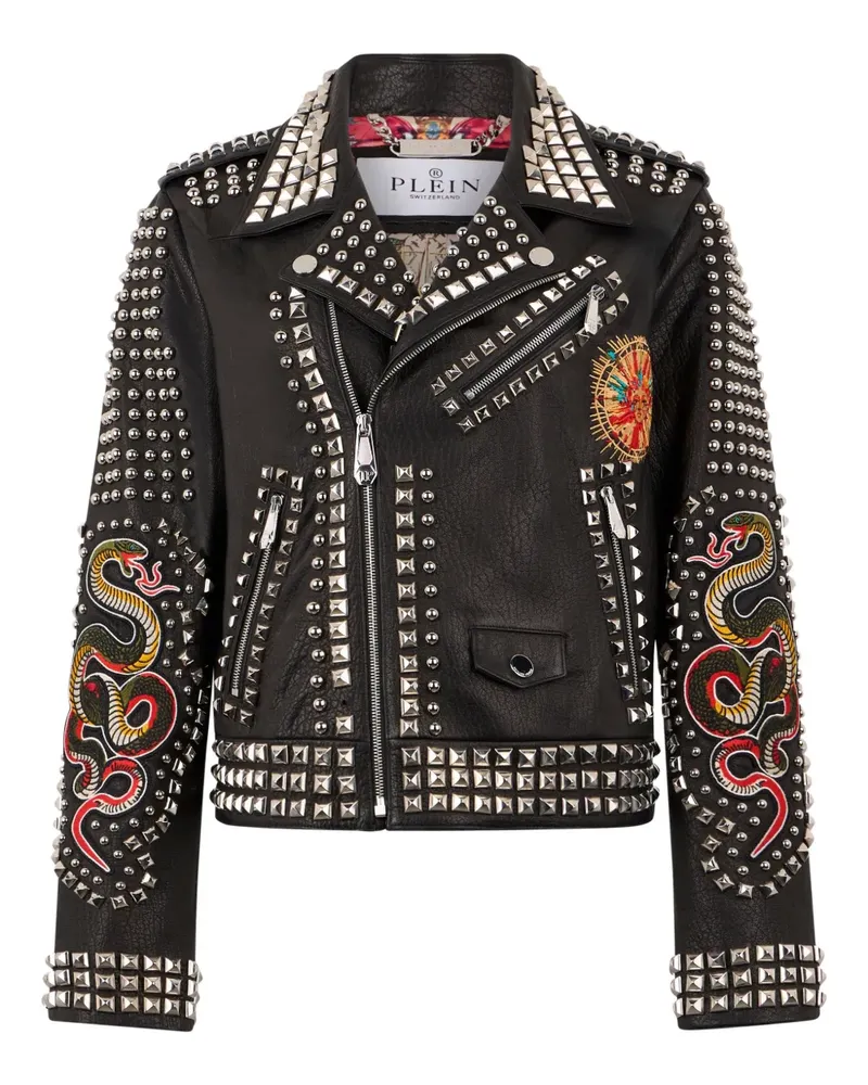 Philipp Plein Jacke mit Nietenstickerei - Schwarz Schwarz