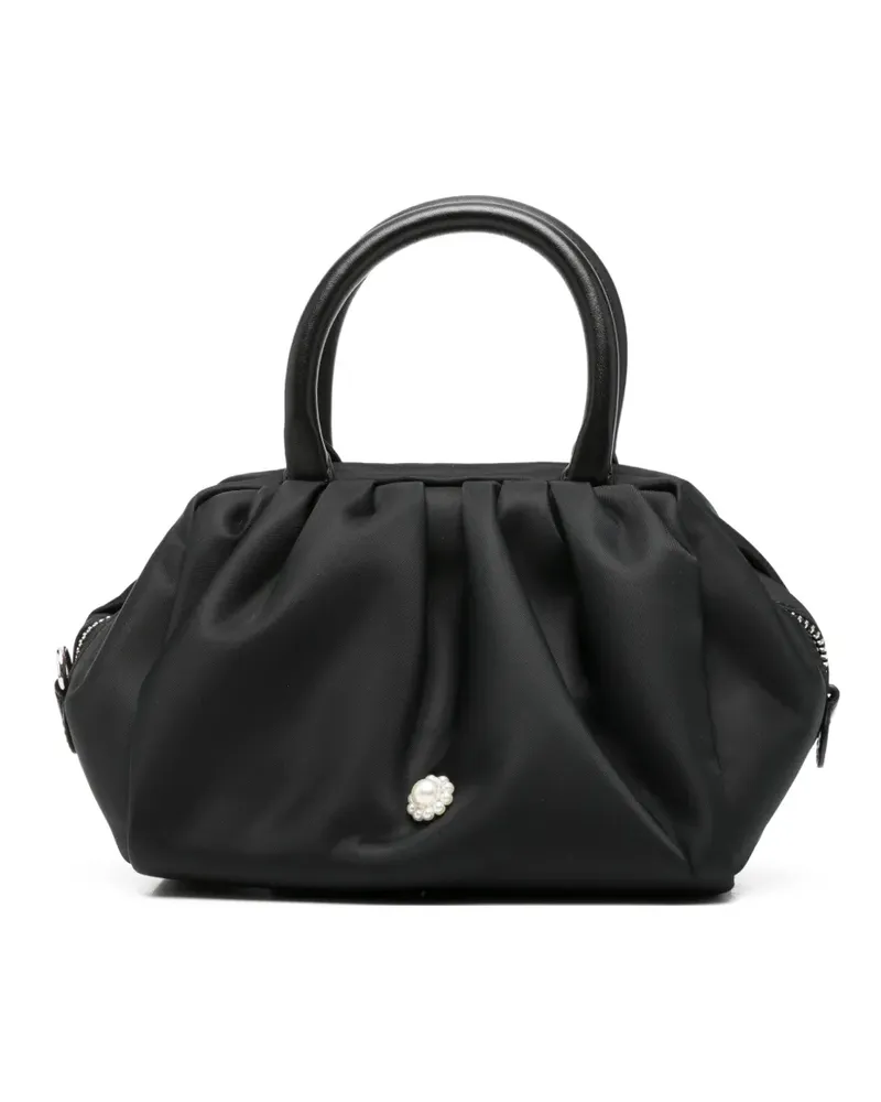Simone Rocha mini pearl-embellished gathered tote bag - Schwarz Schwarz
