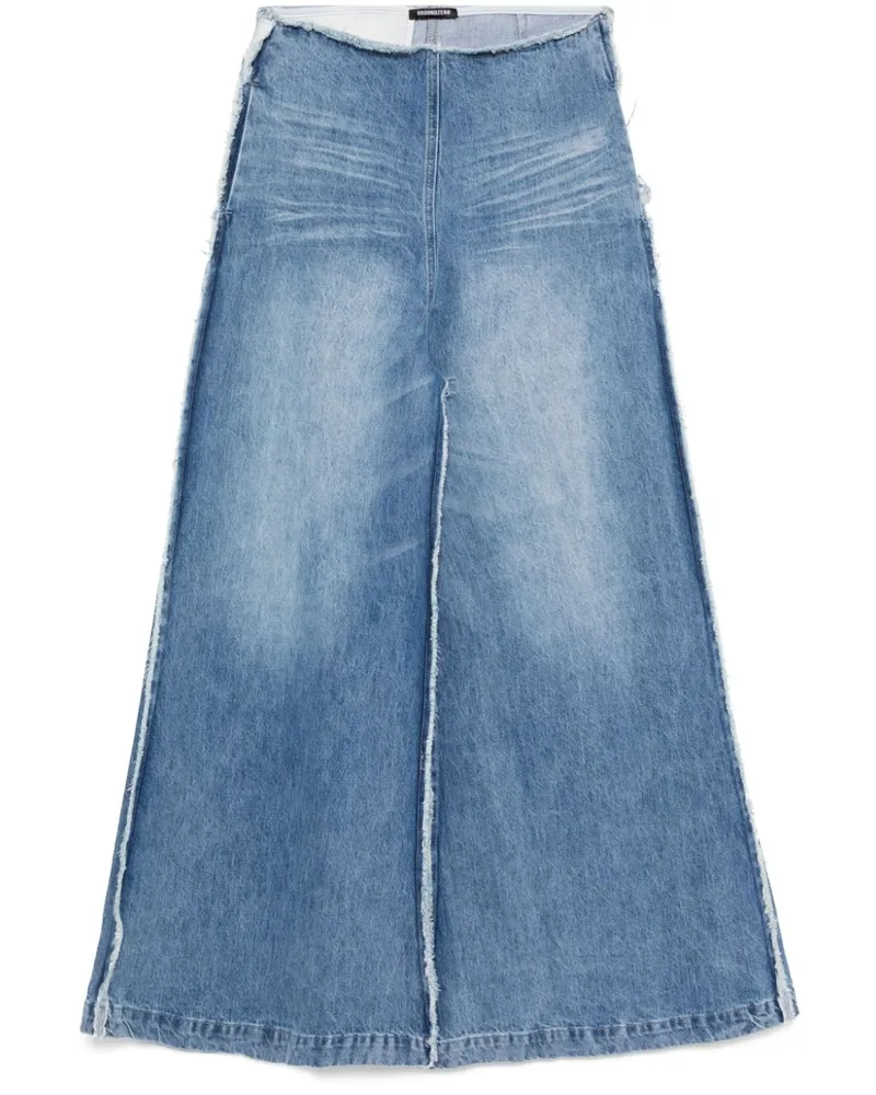Ground Zero Ausgefranste Wide-Leg-Jeans - Blau Blau