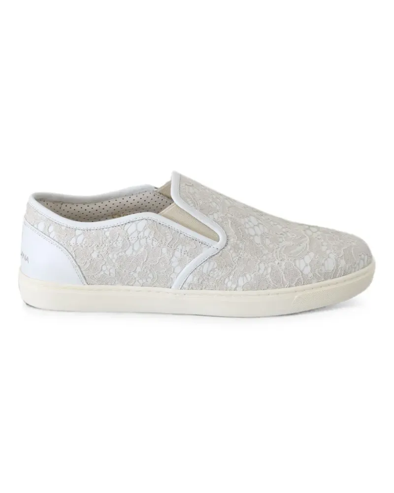 Dolce & Gabbana Slip-On-Sneakers mit Spitze - Weiß Weiß