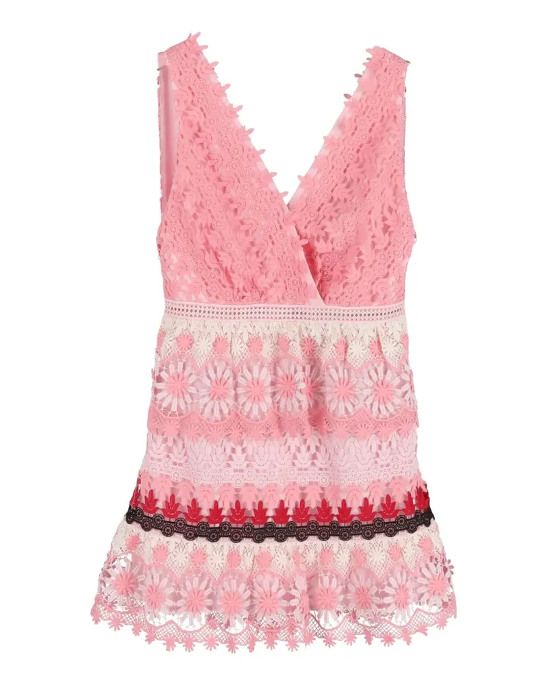 Self-Portrait floral-lace mini dress - Rosa Rosa