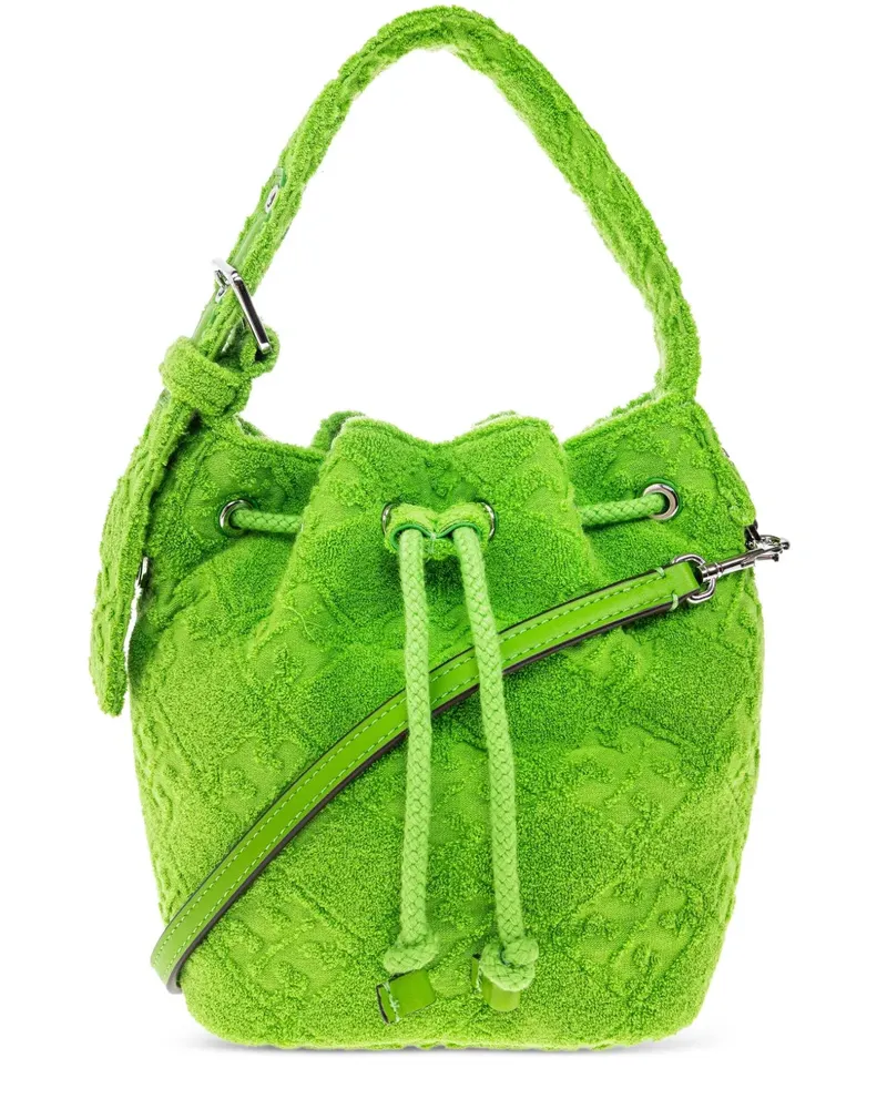 Tory Burch Mini T Monogram Terry Beuteltasche - Grün Grün