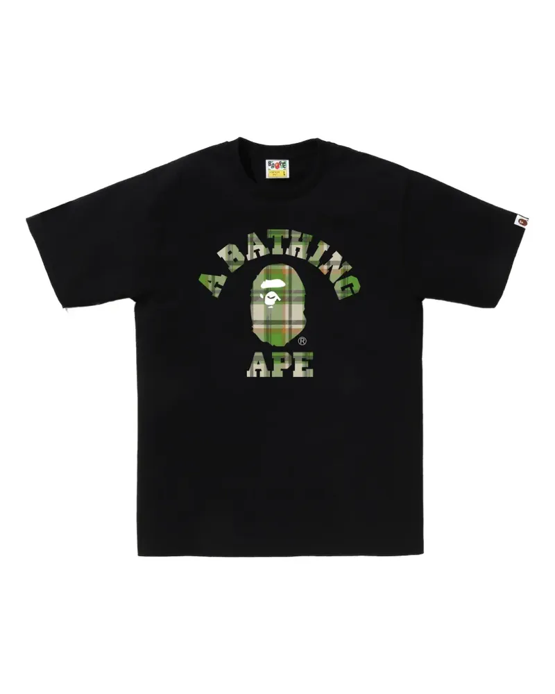 BAPE Kariertes Ape Head T-Shirt - Schwarz Schwarz