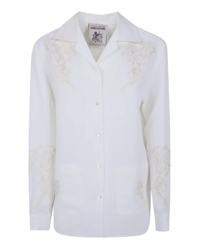 Semicouture Olive floral-embroidered shirt - Weiß Weiß