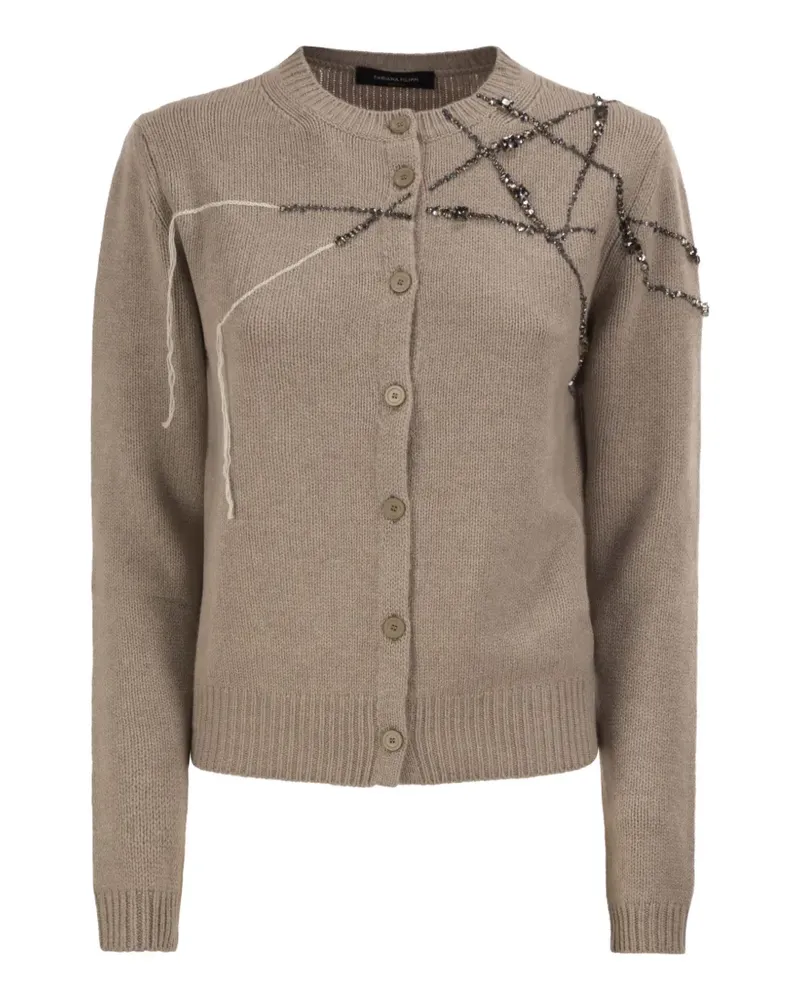 Fabiana Filippi crystal-embellished embroidered cardigan - Braun Braun