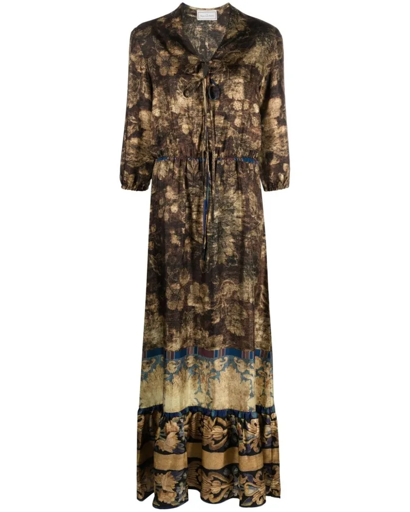 Pierre-Louis Mascia Maxikleid aus Seide mit Blumen-Print - Braun Braun