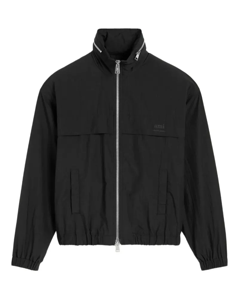 AMI Paris Windbreaker mit Logo-Print - Schwarz Schwarz