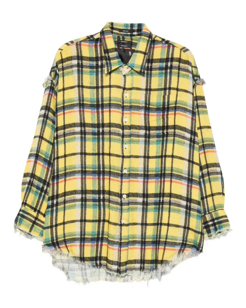R13 fringed checked shirt - Gelb Gelb