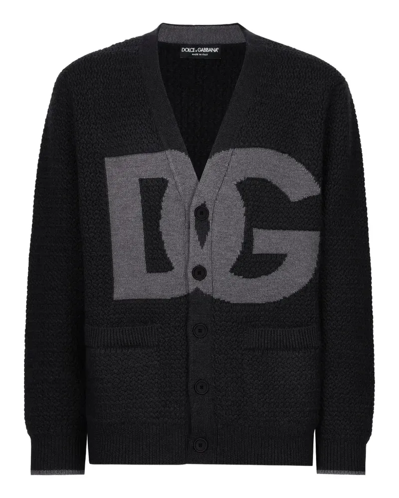 Dolce & Gabbana logo-intarsia wool cardigan - Grau Grau