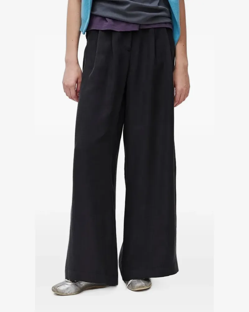 Benetton Wide-Leg-Hose mit Bundfalten - Schwarz Schwarz