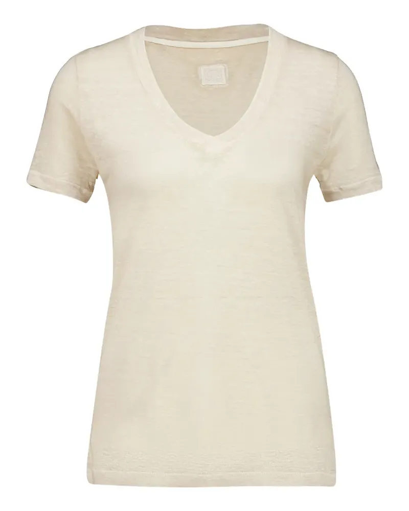 120% Lino V-neck T-shirt - Nude Nude